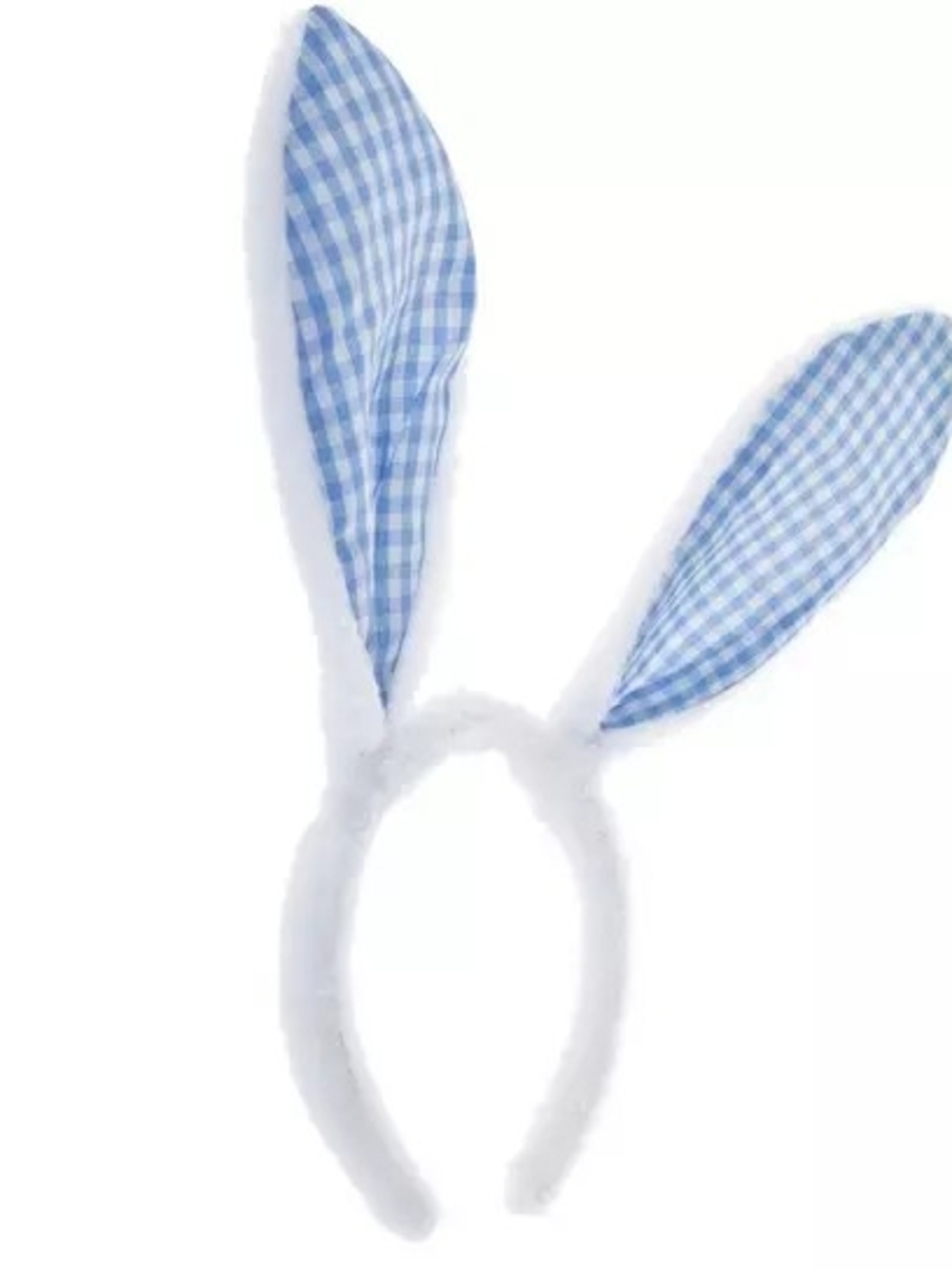 Blue Gingham Bunny Ear Headband
